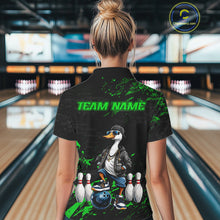 Load image into Gallery viewer, Personalized Green Funny Goose Bowling Team Shirt for Women Bowling League Jersey Polo &amp; 1/4-Zip QZT877