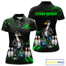 Load image into Gallery viewer, Personalized Green Funny Goose Bowling Team Shirt for Women Bowling League Jersey Polo &amp; 1/4-Zip QZT877