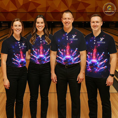 Personalized Galaxy Bowling Shirt Polo & 1/4-Zip for Men Bowling Jersey League QZT837