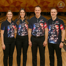Load image into Gallery viewer, Custom American Flag Raccoon Bowling Shirt Bowling Jersey for Men Patriotic Bowling Polo &amp; 1/4-Zip QZT974