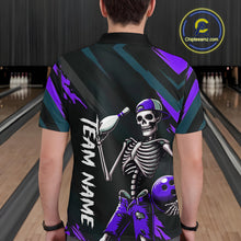 Load image into Gallery viewer, Custom Purple Skull Bowling Team Shirt for Men Polo &amp; 1/4 Zip Bowling League Jersey Bowling Unisex QZT794