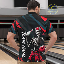 Load image into Gallery viewer, Custom Red Skull Bowling Team Shirt for Men Polo &amp; 1/4 Zip Bowling League Jersey Bowling Unisex QZT794