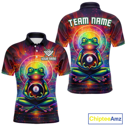 Custom Zen Frog Billiard Shirt for Men 8 Ball Meditation Style Billiard Jersey Pool Shit BHT13