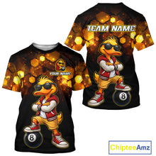 Load image into Gallery viewer, Black t-shirt with cartoon duck design and 'Team Name' text on a white background