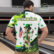 Load image into Gallery viewer, Custom Green Funny Golden Retriever Dog Bowling Shirt Samrock Pattern Bowling St. Patrick Day for Men QZT936