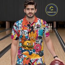 Load image into Gallery viewer, Custom Graffiti Funny Fast Food Bowling Shirt Bowling Team Jersey for Men Bowling Outfit QZT798