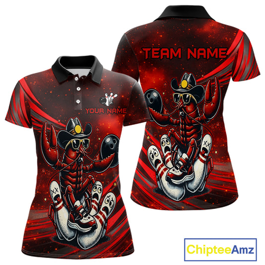 Red and black polo shirt with crawfish design and 'Team Name' text on a white background