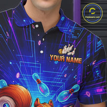 Load image into Gallery viewer, Custom Neon Funny Squirrel Bowling Shirt for Men Bowling Team Jersey Polo &amp; Quarter-Zip Bowling Outfit QZT981