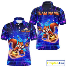 Load image into Gallery viewer, Custom Neon Funny Squirrel Bowling Shirt for Men Bowling Team Jersey Polo &amp; Quarter-Zip Bowling Outfit QZT981