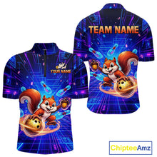 Load image into Gallery viewer, Custom Neon Funny Squirrel Bowling Shirt for Men Bowling Team Jersey Polo &amp; Quarter-Zip Bowling Outfit QZT981
