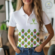 Load image into Gallery viewer, Personalized Funny Cactus Flower Pattern Womens Golf Polo Shirts Custom Cactus Golf Shirt Golfer Gift NHN0013