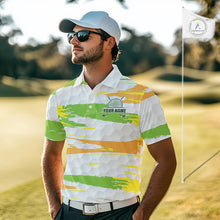 Load image into Gallery viewer, Mens Golf Polo Shirt Custom Name Green Pattern Golf Shirts Custom Golf Clubs For Team Golf Top NHN0020