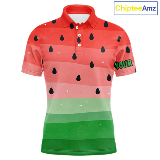 Watermelon Polo Shirt, Funny Mens Golf Polo Shirts Custom Golf Attire For Men, Golf Gifts NHN0152