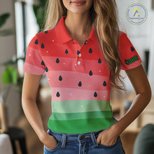 Load image into Gallery viewer, Watermelon Polo Shirt, Funny Womens Golf Polo Shirts Custom Golf Attire For Ladies, Golf Gifts NHN0152