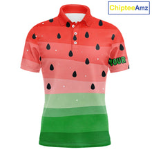 Load image into Gallery viewer, Watermelon Polo Shirt, Funny Mens Golf Polo Shirts Custom Golf Attire For Men, Golf Gifts NHN0152