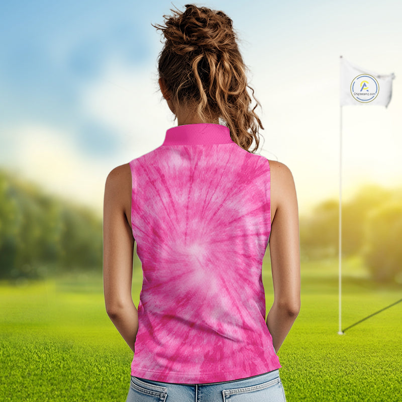 Pink Breast Cancer Golf Shirt Custom Womens Sleeveless Golf Polo Shirt Cancer Awareness, Golf Gifts NHN0153