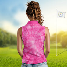 Load image into Gallery viewer, Pink Breast Cancer Golf Shirt Custom Womens Sleeveless Golf Polo Shirt Cancer Awareness, Golf Gifts NHN0153