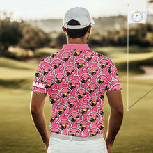 Load image into Gallery viewer, Pink Flamingo Pattern Mens Golf Polo Shirts Custom Name Funny Team Golf Tops For Men, Golf Gifts NHN0160