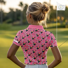 Load image into Gallery viewer, Pink Flamingo Pattern Womens Golf Polo Shirts Custom Name Funny Team Ladies Golf Tops, Golf Gifts NHN0160