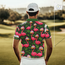 Load image into Gallery viewer, Tropical Flamingo Pattern Mens Golf Polo Shirts Custom Funny Team Golf Tops For Men, Golf Gifts NHN0162