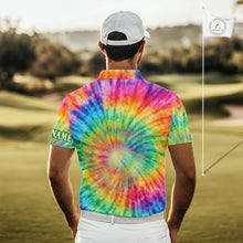 Load image into Gallery viewer, Colorful Tie Dye Mens Golf Polo Shirt Custom Green Clover St Patrick Day Golf Tops, Golf Gifts NHN0170