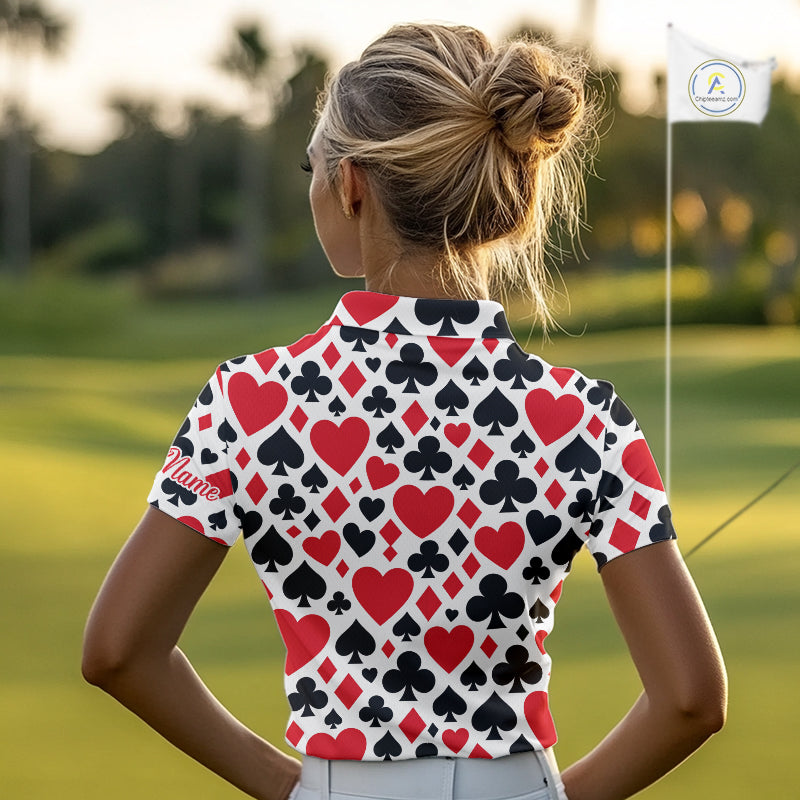 Poker Womens Golf Polo Shirt Custom Name Funny Golf Top For Team, Golfer Gift For Ladies NHN0189