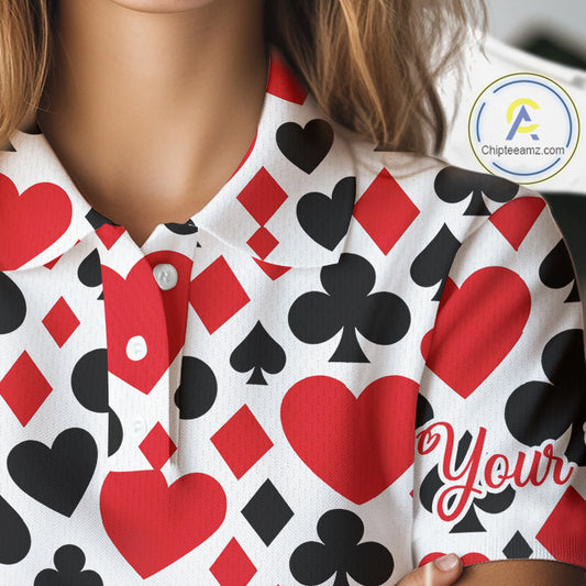 Poker Womens Golf Polo Shirt Custom Name Funny Golf Top For Team, Golfer Gift For Ladies NHN0189