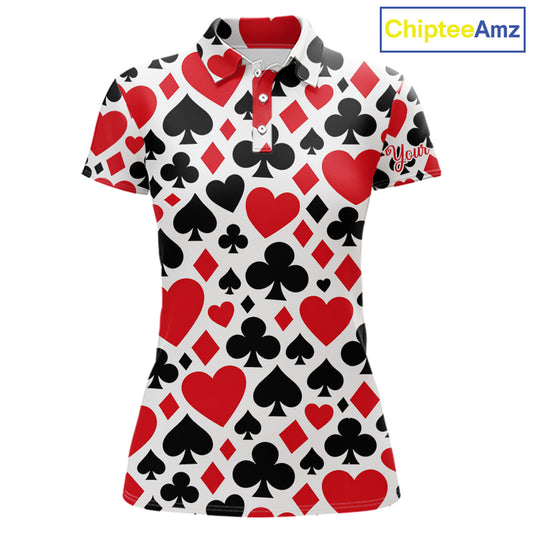 Poker Womens Golf Polo Shirt Custom Name Funny Golf Top For Team, Golfer Gift For Ladies NHN0189