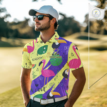 Load image into Gallery viewer, Funny Mens Golf Polo Shirt Custom Tropical Summer Pattern Flamingo Golf Shirts For Men NHN0195