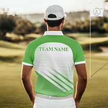Load image into Gallery viewer, Green And White Mens Golf Polo Shirts Custom Golf Tops For Men, Personalized Golf Gifts NHN0059
