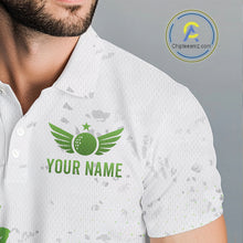 Load image into Gallery viewer, Mens Golf Polo Shirts Custom Green And White Pattern Golf Tops For Men, Personalized Golf Gifts NHN0037