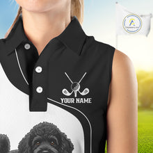 Load image into Gallery viewer, Womens Sleeveless Golf Polo Shirt Custom Funny Husky Black And White Team Ladies Golf Tops, Golf Gifts NHN0066