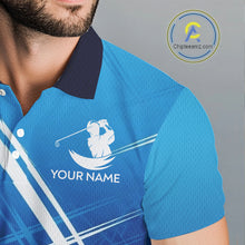 Load image into Gallery viewer, Mens Golf Polo Shirts Custom Name Golf Pattern Blue Polo Shirt Best Men Apparel For Team NHN0074