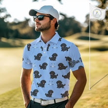 Load image into Gallery viewer, Mens Golf Polo Shirt Custom Funny Black Poodle Blue Pattern Team Mens Golf Tops, Dog Lover Gift NHN0208