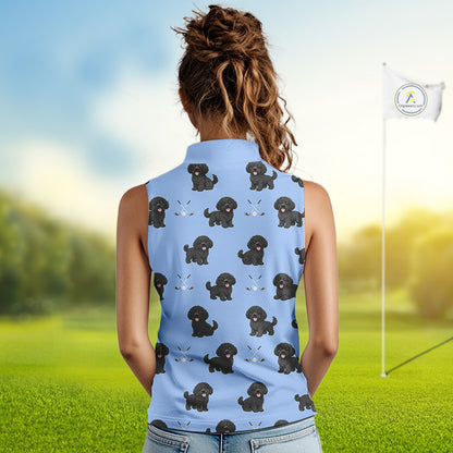 Womens Sleeveless Golf Polo Shirt Custom Funny Poodle Pattern Team Ladies Golf Tops, Dog Lover Gift NHN0208
