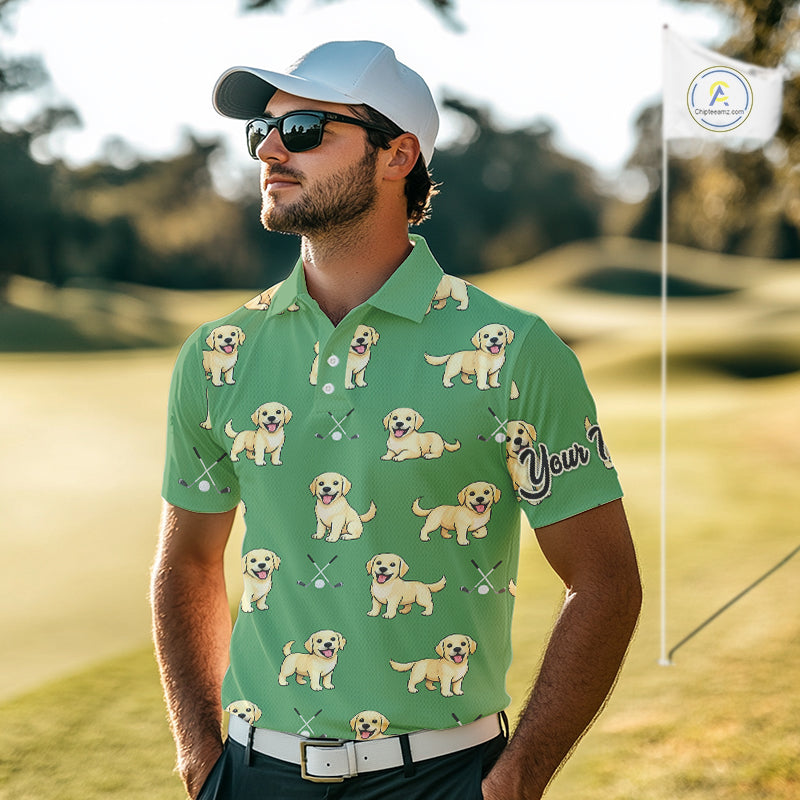 Mens Golf Polo Shirt Custom Funny Labrador Retriever Team Mens Golf Top, Dog Lover Gift NHN0215