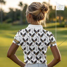 Load image into Gallery viewer, Golf Polo Shirts, Eagle Womens Golf Polo Shirts Custom Name White Golf Shirts For Ladies, Golf Gifts NHN0090