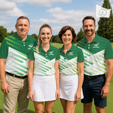 Load image into Gallery viewer, Green And White Mens Golf Polo Shirt Custom Name Golf Shirts For Team Personalized Golf Gifts NHN0097