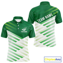 Load image into Gallery viewer, Green And White Mens Golf Polo Shirt Custom Name Golf Shirts For Team Personalized Golf Gifts NHN0097