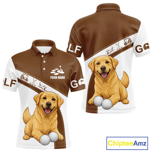 Golden Retriever Mens Golf Polo Shirt Custom Funny Dog Lover Pattern Golf Tops For Men, Dog Dad Gift NHN0229