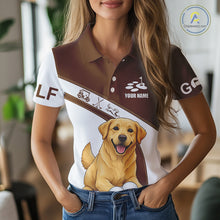 Load image into Gallery viewer, Golden Retriever Womens Golf Polo Shirt Custom Funny Dog Lover Pattern Ladies Golf Tops, Golf Gift NHN0229