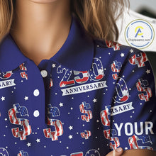 Load image into Gallery viewer, USA 250th Anniversary Womens Golf Polo Shirt Custom Patriotic American Flag Independence Team Golf Top NHN0235