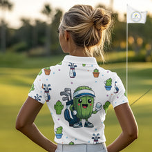 Load image into Gallery viewer, Argyle Pattern Womens Golf Polo Shirts Funny Cactus Flower Custom Cactus Golf Shirt Golfer Gifts NHN0012