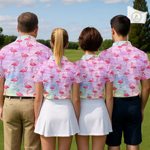 Load image into Gallery viewer, Violet Pastel Womens Golf Polo Shirts Custom Funny Flamingo Pattern Team Ladies Golf Tops, Golf Gift NHN0174