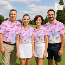 Load image into Gallery viewer, Violet Pastel Womens Golf Polo Shirts Custom Funny Flamingo Pattern Team Ladies Golf Tops, Golf Gift NHN0174