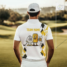 Load image into Gallery viewer, Argyle Pattern Mens Golf Polo Shirt – Custom Funny Beer Golf Shirt, Golfer Gift NHN0046