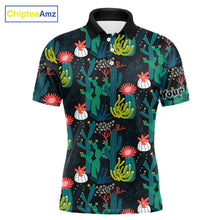 Load image into Gallery viewer, Funny Desert Cactus Pattern Mens Golf Polo Shirts Custom Cactus Golf Shirt For Men, Golfer Gift NHN0186