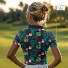 Load image into Gallery viewer, Funny Desert Cactus Pattern Womens Golf Polo Shirts Custom Cactus Golf Shirt For Ladies, Golfer Gift NHN0186