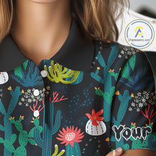 Load image into Gallery viewer, Funny Desert Cactus Pattern Womens Golf Polo Shirts Custom Cactus Golf Shirt For Ladies, Golfer Gift NHN0186