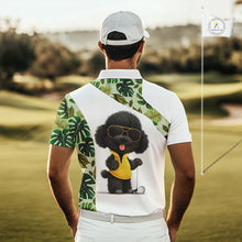 Load image into Gallery viewer, Funny Mens Golf Polo Shirt Green Tropical Pattern Custom Golf Clubs Shirts, Poodle Dog Lover Gift NHN0067